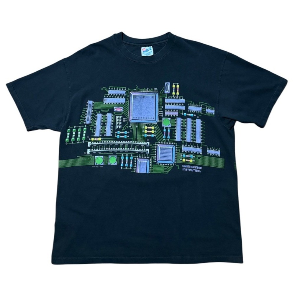 Vintage 90s Smithsonian Institute CPU Board Computer Tech Art Graphic T-shirt